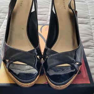 Patten faux leather heels